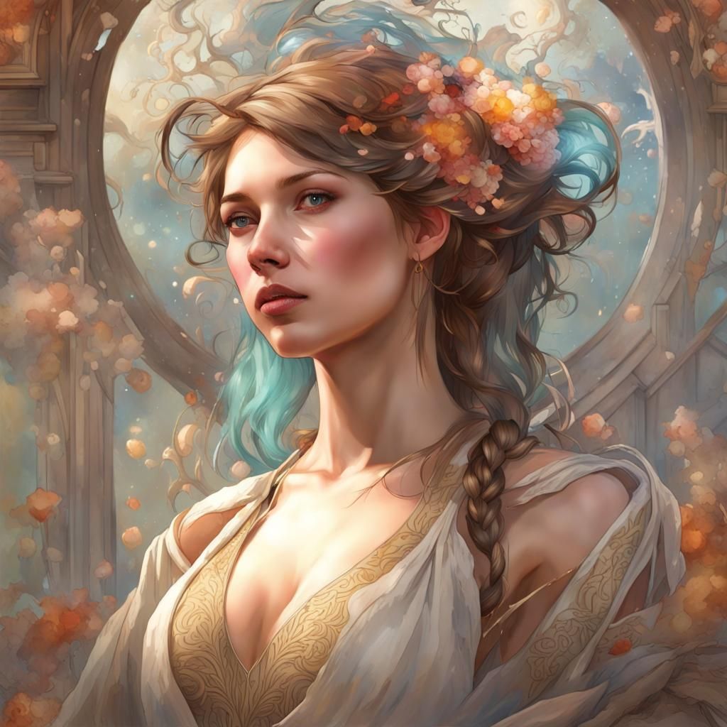 Hyperdetailed Portrait of a Sweet Girl, Splash Art