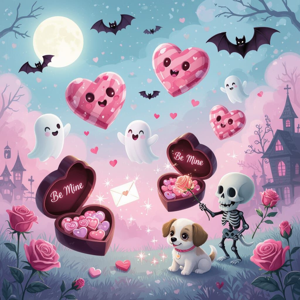 Haunted Valentine's World with Ghostly Hearts