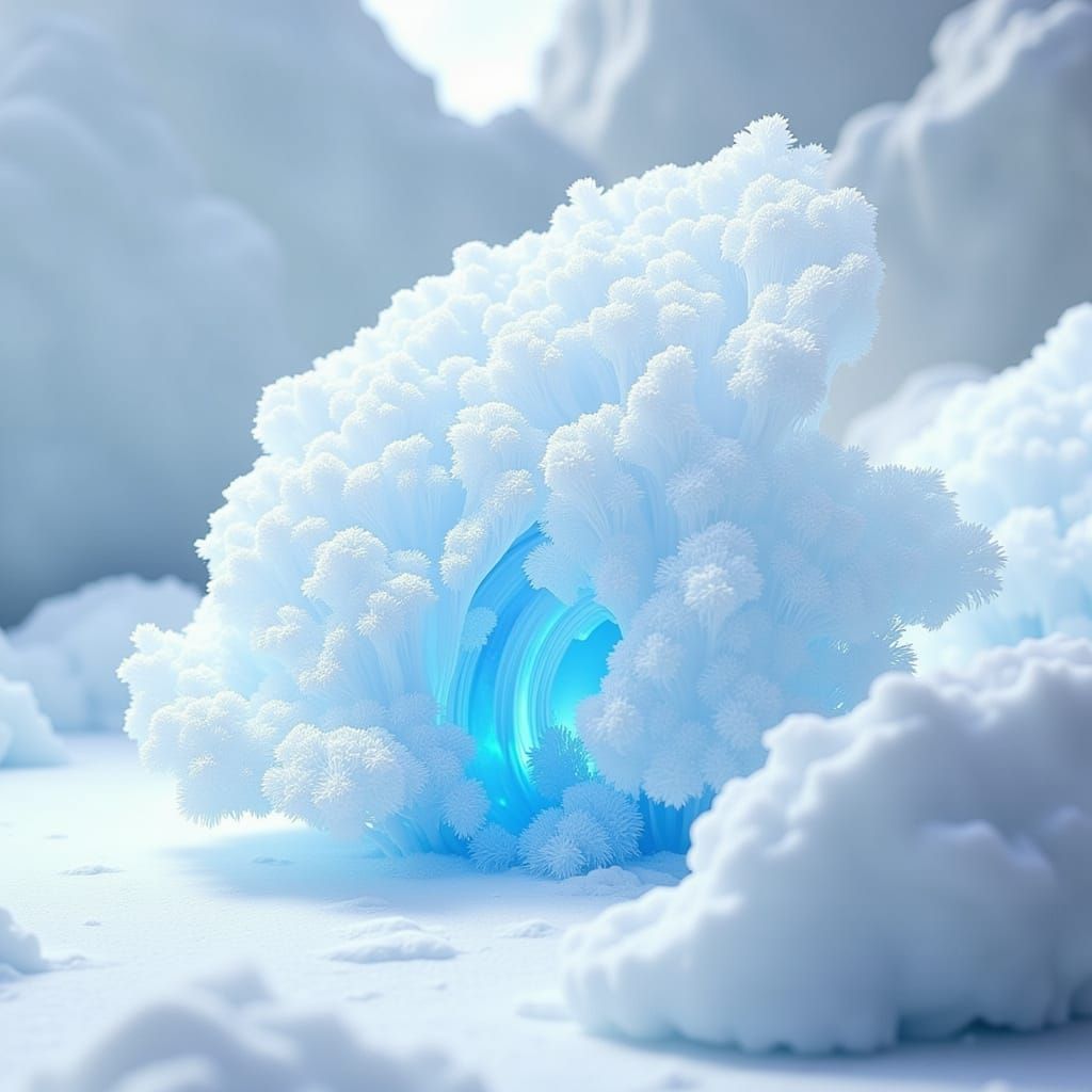 White Object With Blue Shadow on Snow - 3D Game Cinematic