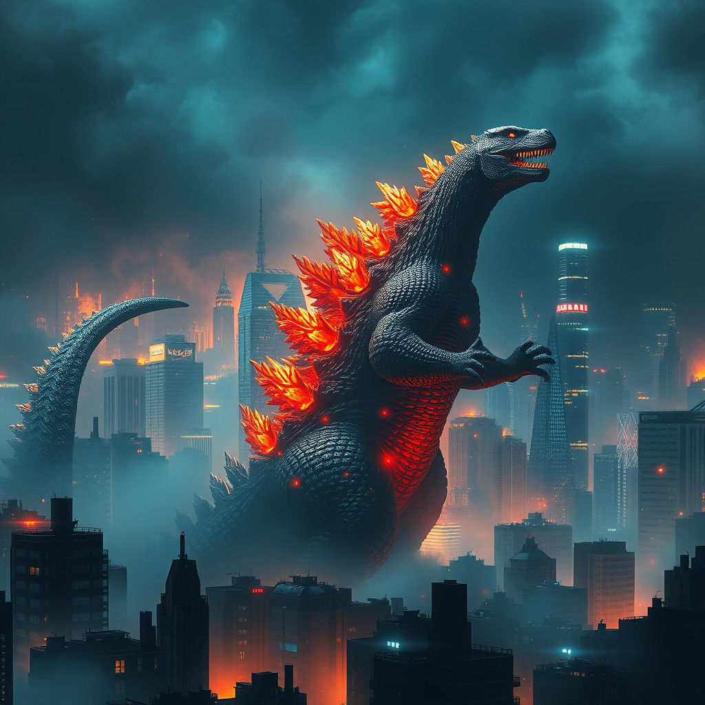 Godzilla Attacks City: Epic Digital Matte Painting