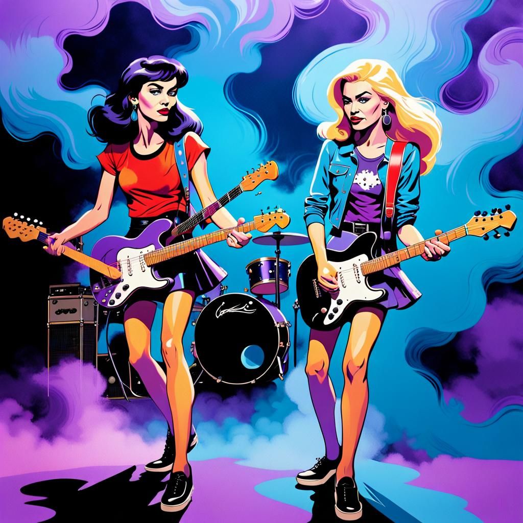 Pop Art Rockstars Portrait with Silkscreen Design