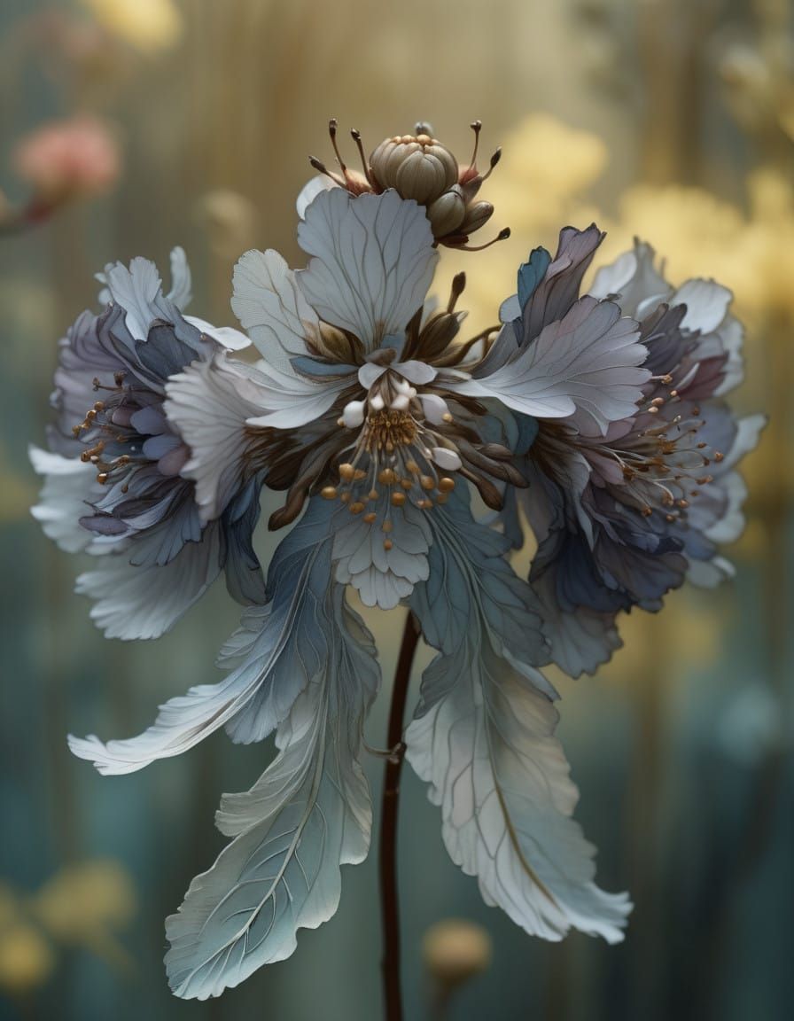 Delicate Tacca Chantrieri Blossom in Whimsical Watercolor St...