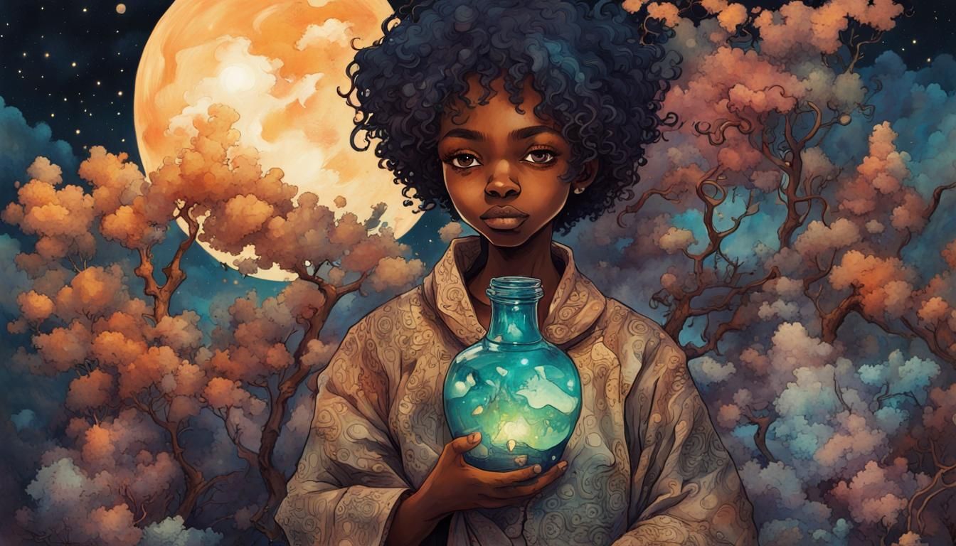 Anime Anthro Researcher with Potion in Macabre Style