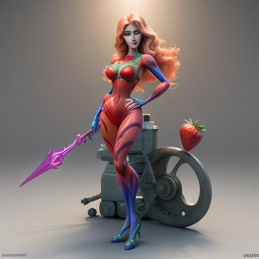 Body Painted Strawberry Blonde Woman as 3D Art