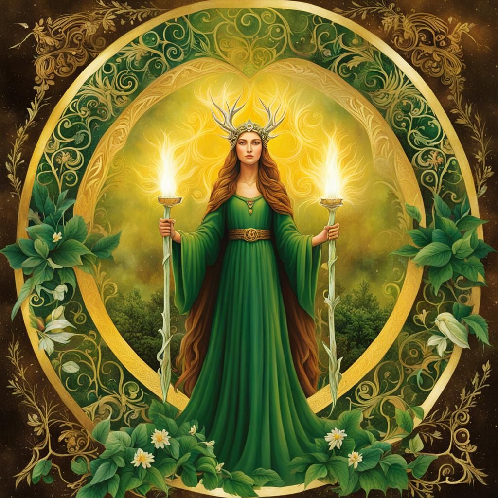 Imbolc Celebration in Digital Painting Style