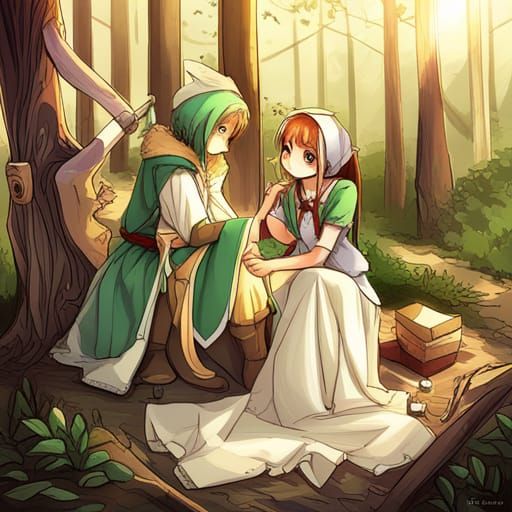 Robin Hood and Maid Marian in Anime Style