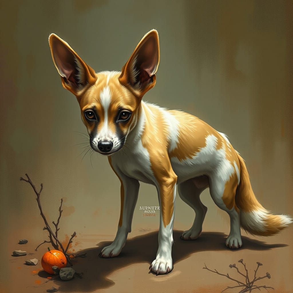 A jack russell terrier cross with a fennec fox