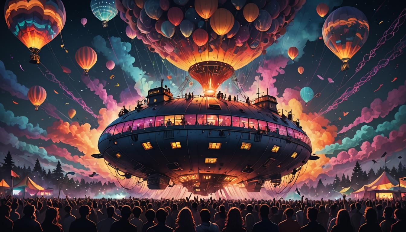 Pulsating Music Festival Under Laser-Filled Night Sky