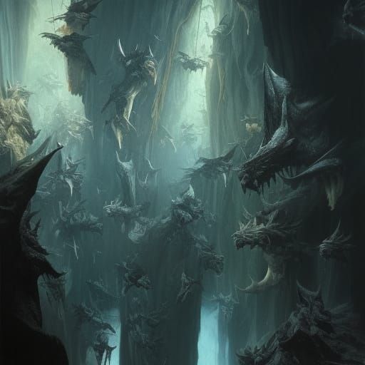 Bats in a Hyperrealistic Stalagmite Cave
