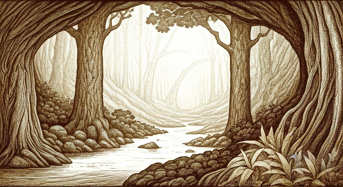 Dappled Landscape in Art Nouveau Style