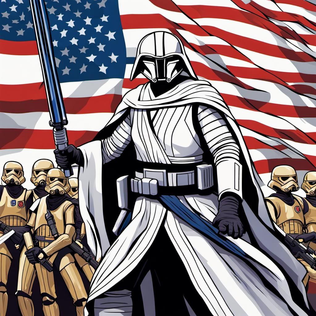 Woman in Star Wars Outfit, Cell-Shaded Digital Art