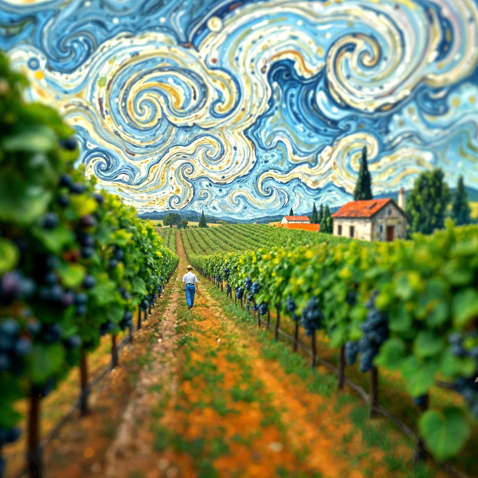 Vibrant Tilt-Shift Masterpiece of a Vineyard Scene