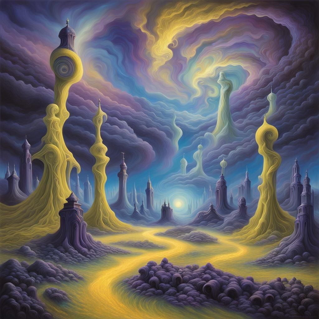 Colossal Ghosts Swirling in Aurora-Like Dreamscape