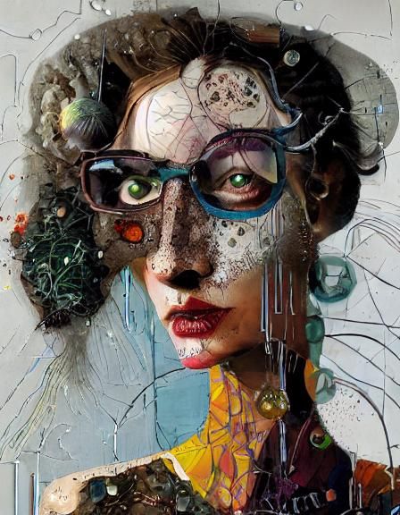 Surreal Woman's Portrait in Maximalist Style