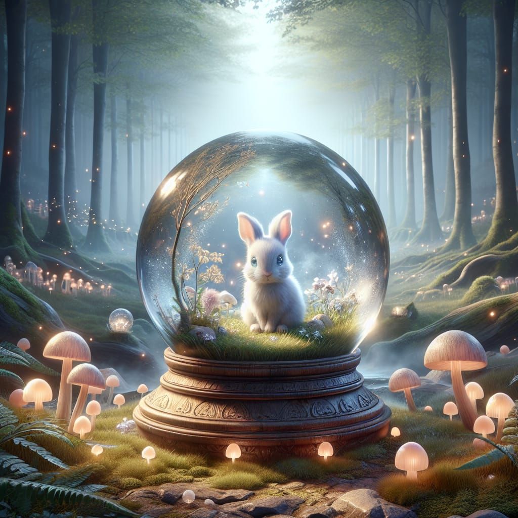 Enchanted Rabbit in Crystal Ball, Unreal Engine Art