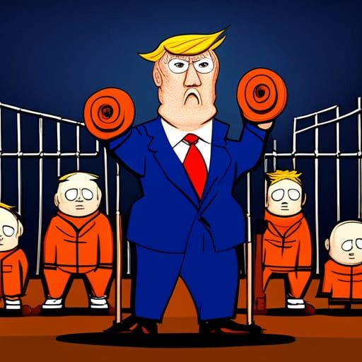Trump Weightlifting in Prison: South Park Comic Art