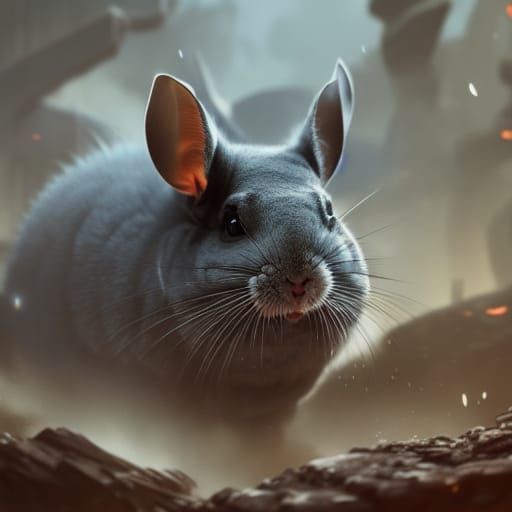 Hyperdetailed Chinchilla Dust Bath Concept Art