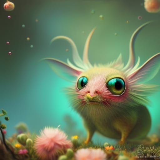 Fluffy Fennek Wombat Hybrid in Pop Surrealism Style