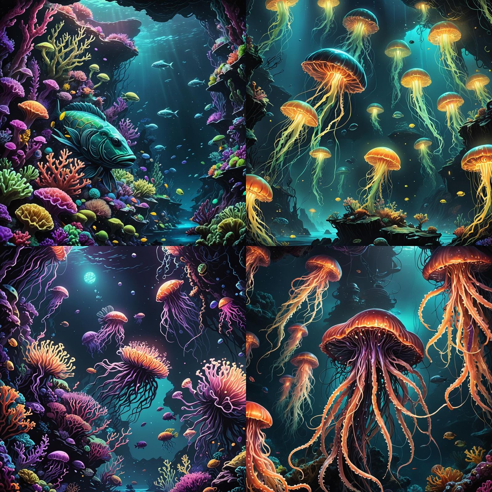 Glowing Coral Reefs in Mariana Trench