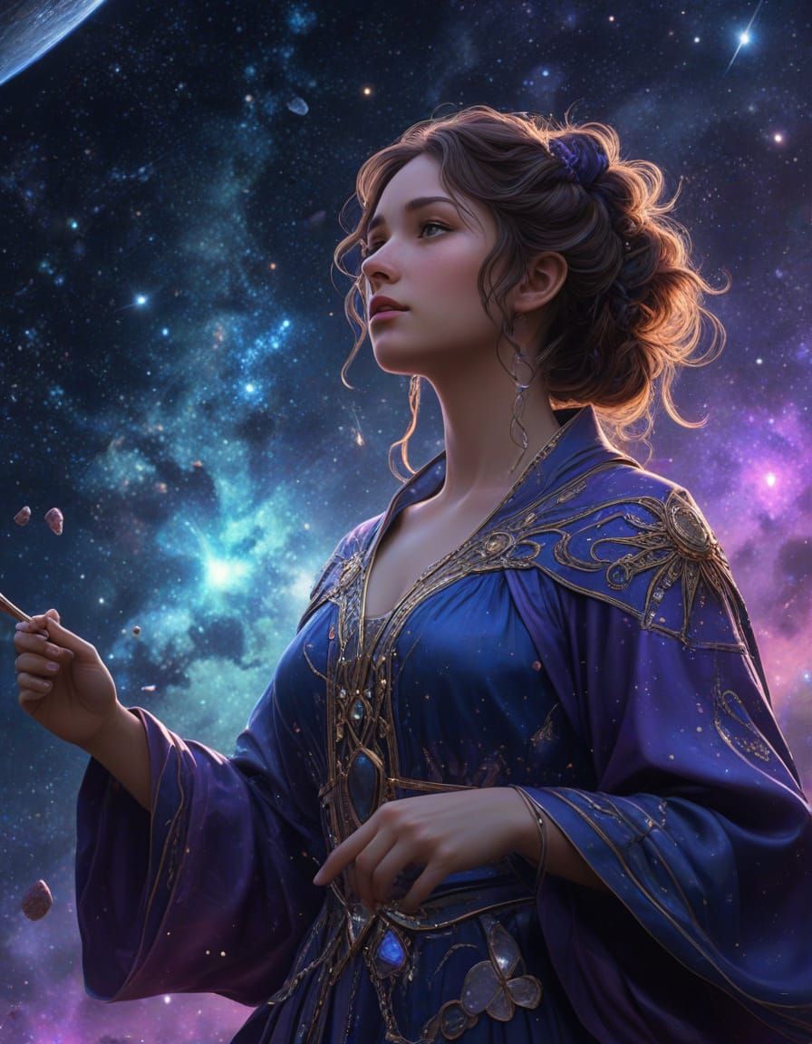 Celestial Sculptor Creating Constellations in Nebula