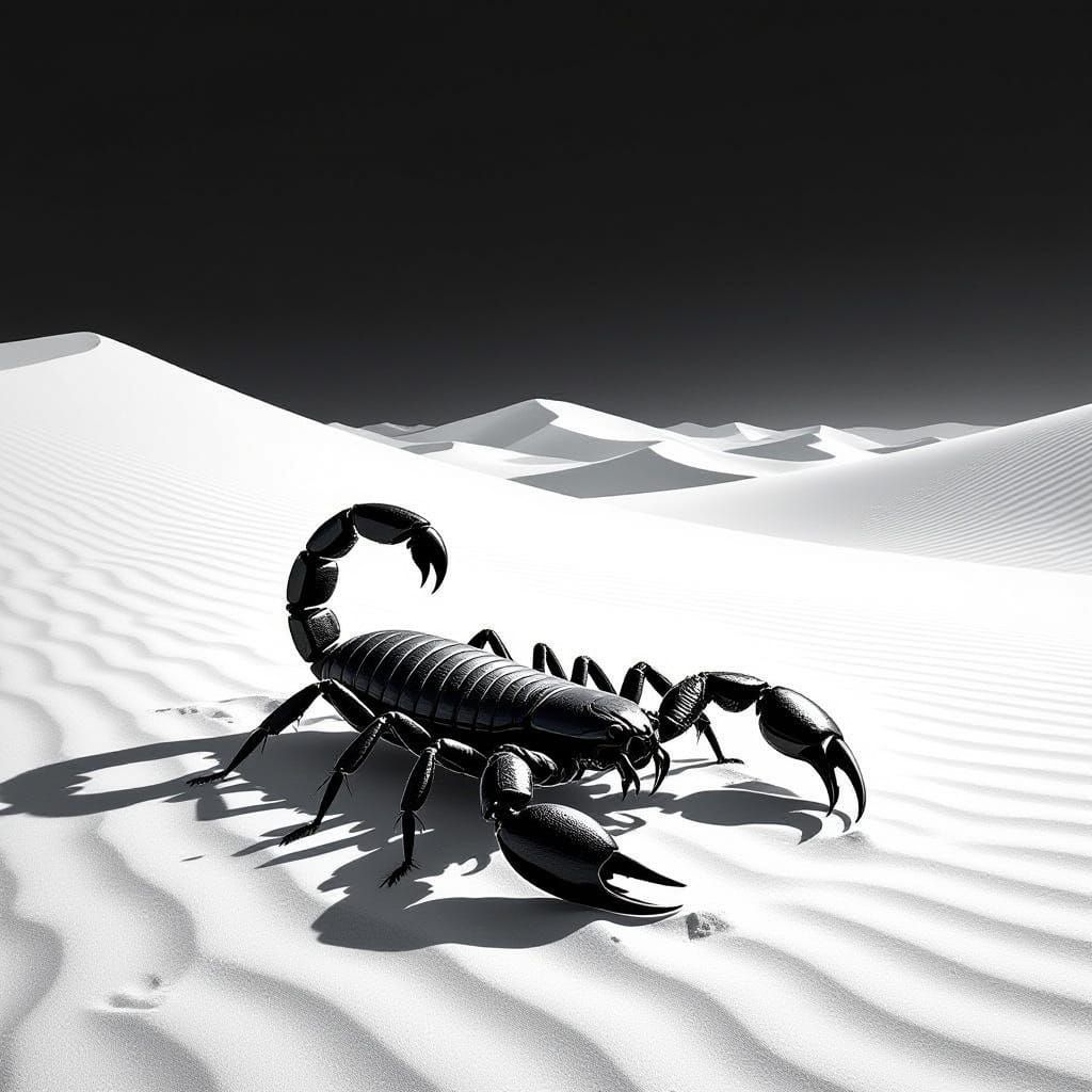 Scorpion in Desert Landscape, in a Dark Mystical Style