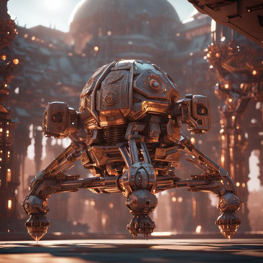 Futuristic Arabian Nights with Intricate Mech Details