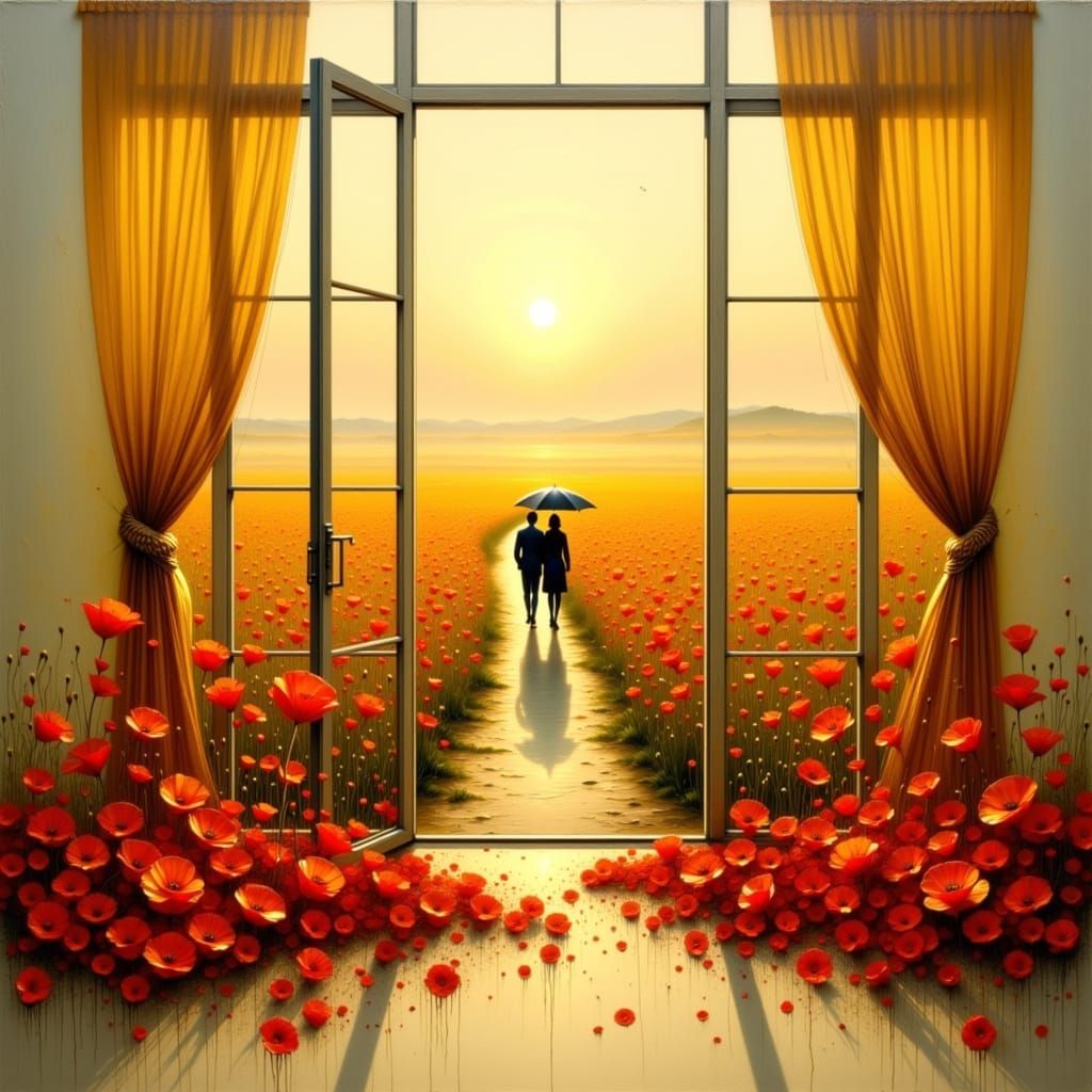 Surreal Abstract Art: Window to Poppy Field