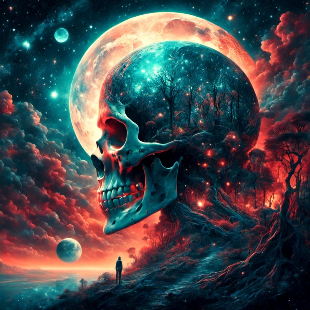 Surreal Forest Wizard Volcano Fantasy in Digital Art