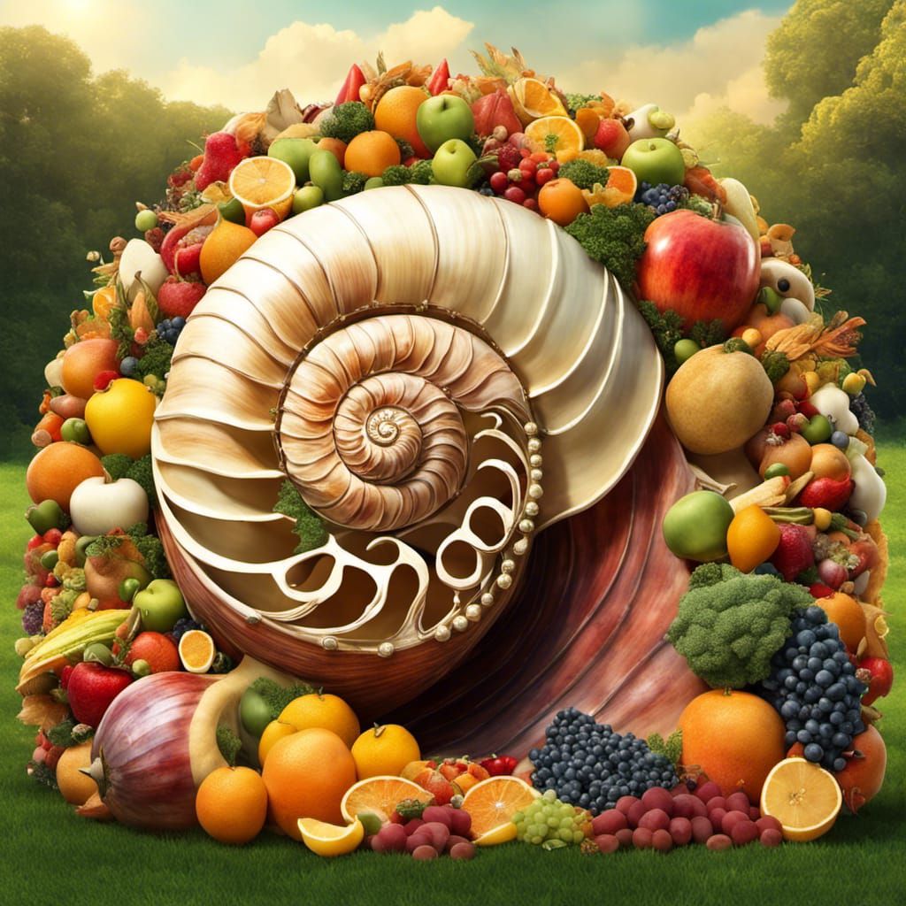 Opulent Nautilus Cornucopia in Sunlit Meadow