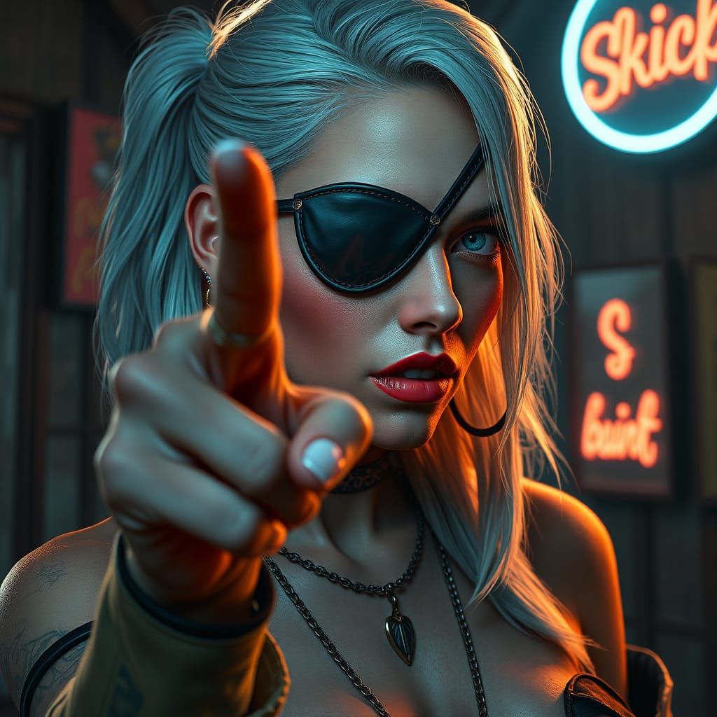 Provocative Albino Woman Portrait in Hyperdetailed Style