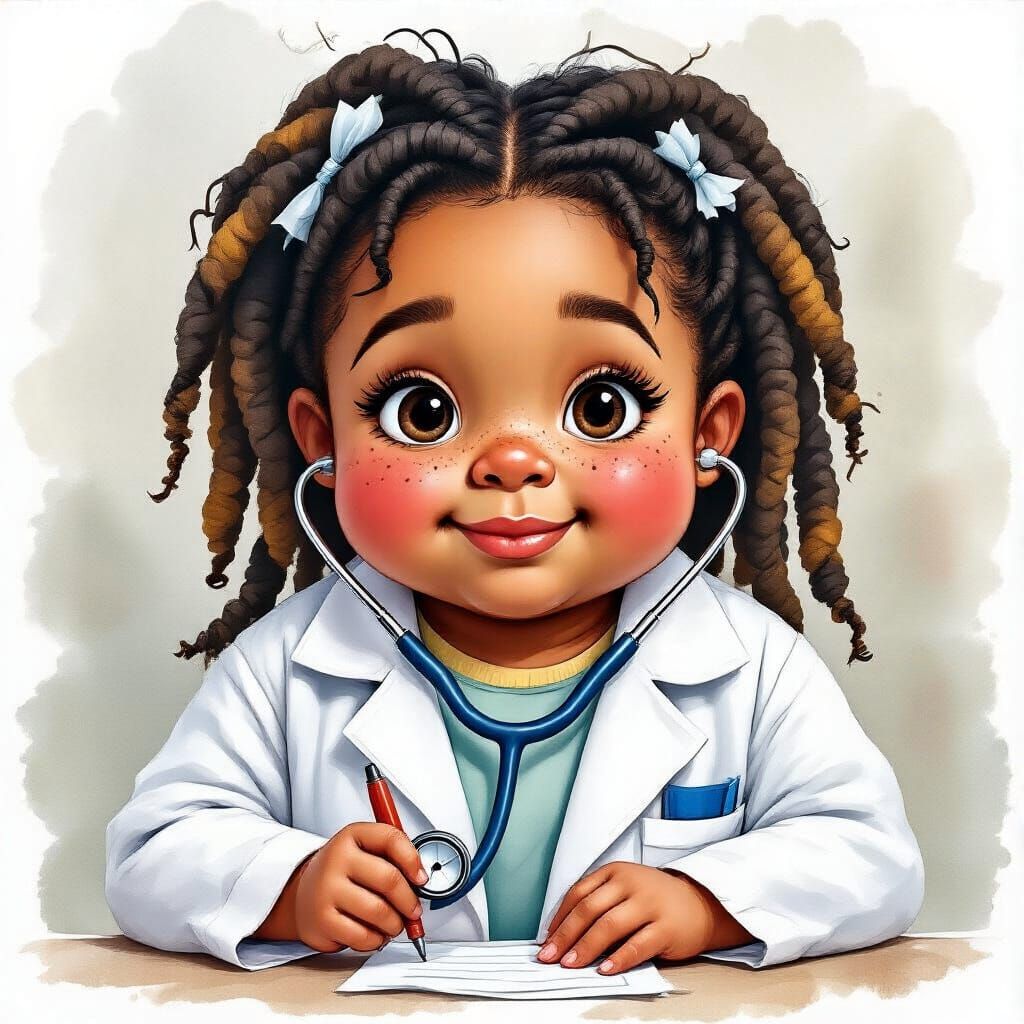 Girl Doctor: Wet-on-Wet Watercolor Portrait