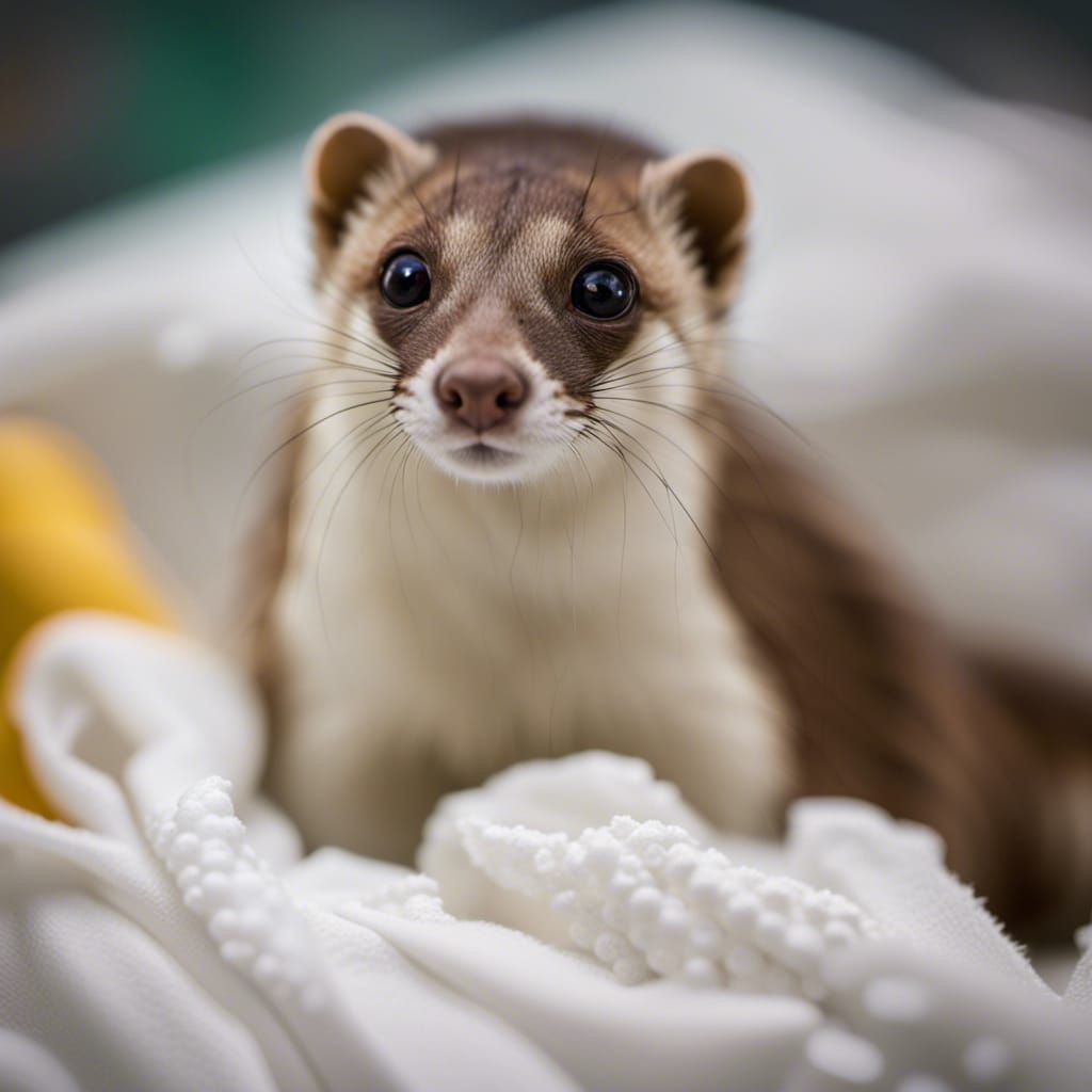 Weasel in the fresh laundry
