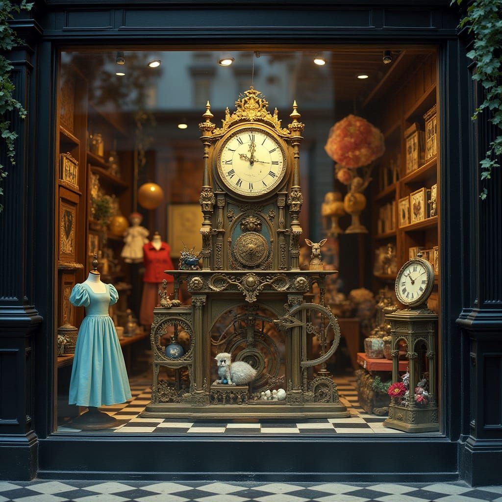Victorian Clockwork Alice in Wonderland Shop Display