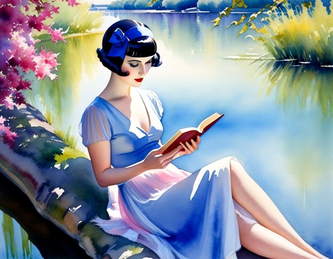 Young Eloïse von Wunderland reading by the river.