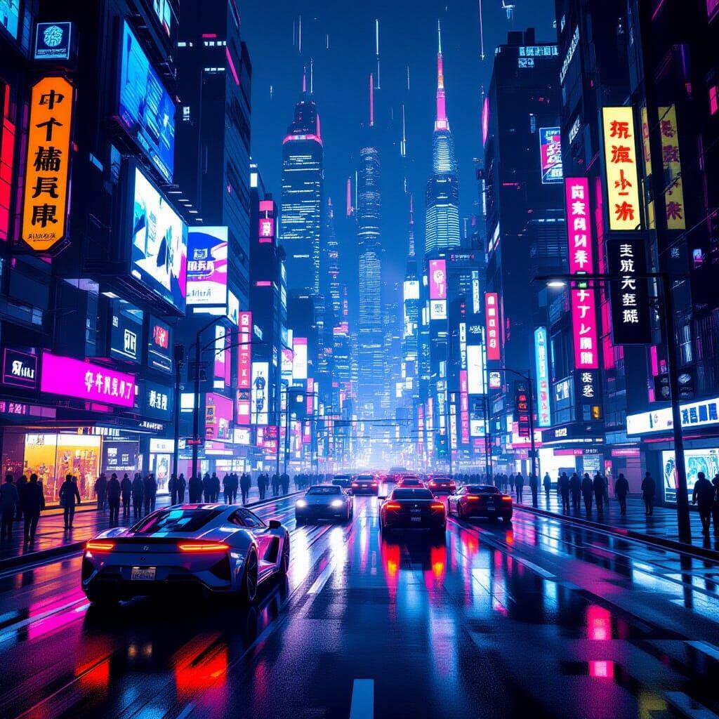 Futuristic City Street Scene in Epic Dynamic Lighting
