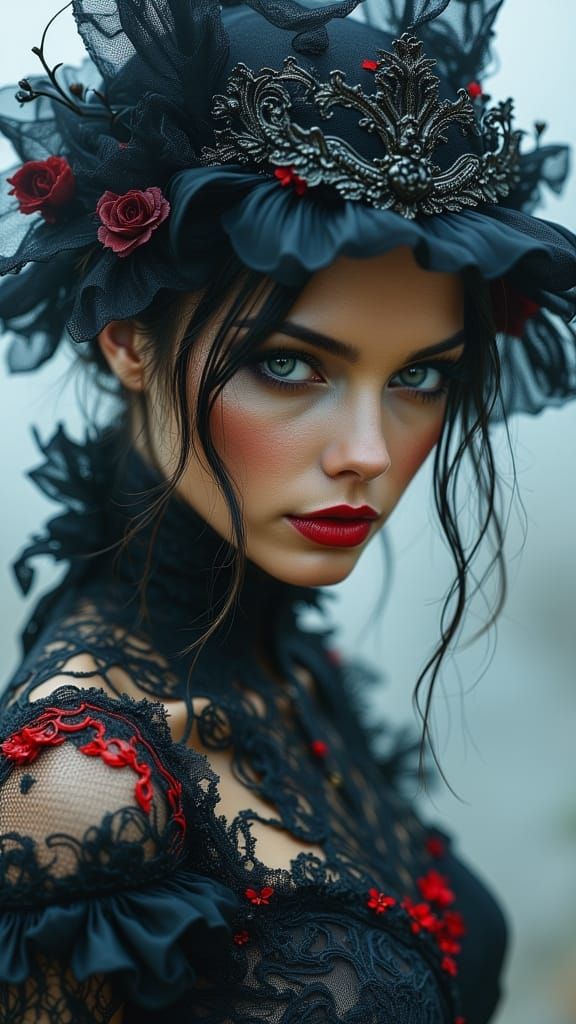 Adriana Lima in Gothic Victorian Double Exposure