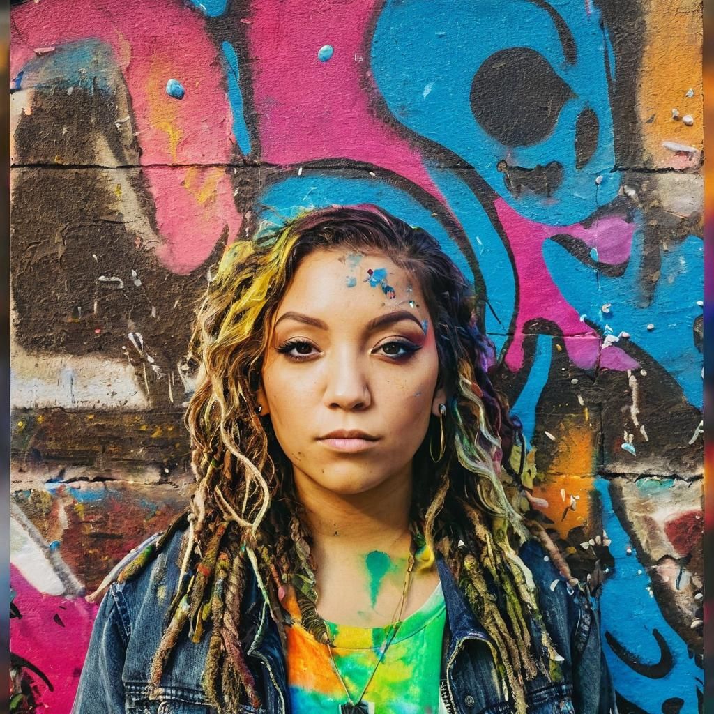 Hippy at Woodstock in Vibrant Oil Painting Style