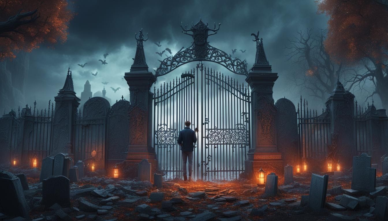 Spooky Graveyard with Mausoleum Digital Painting