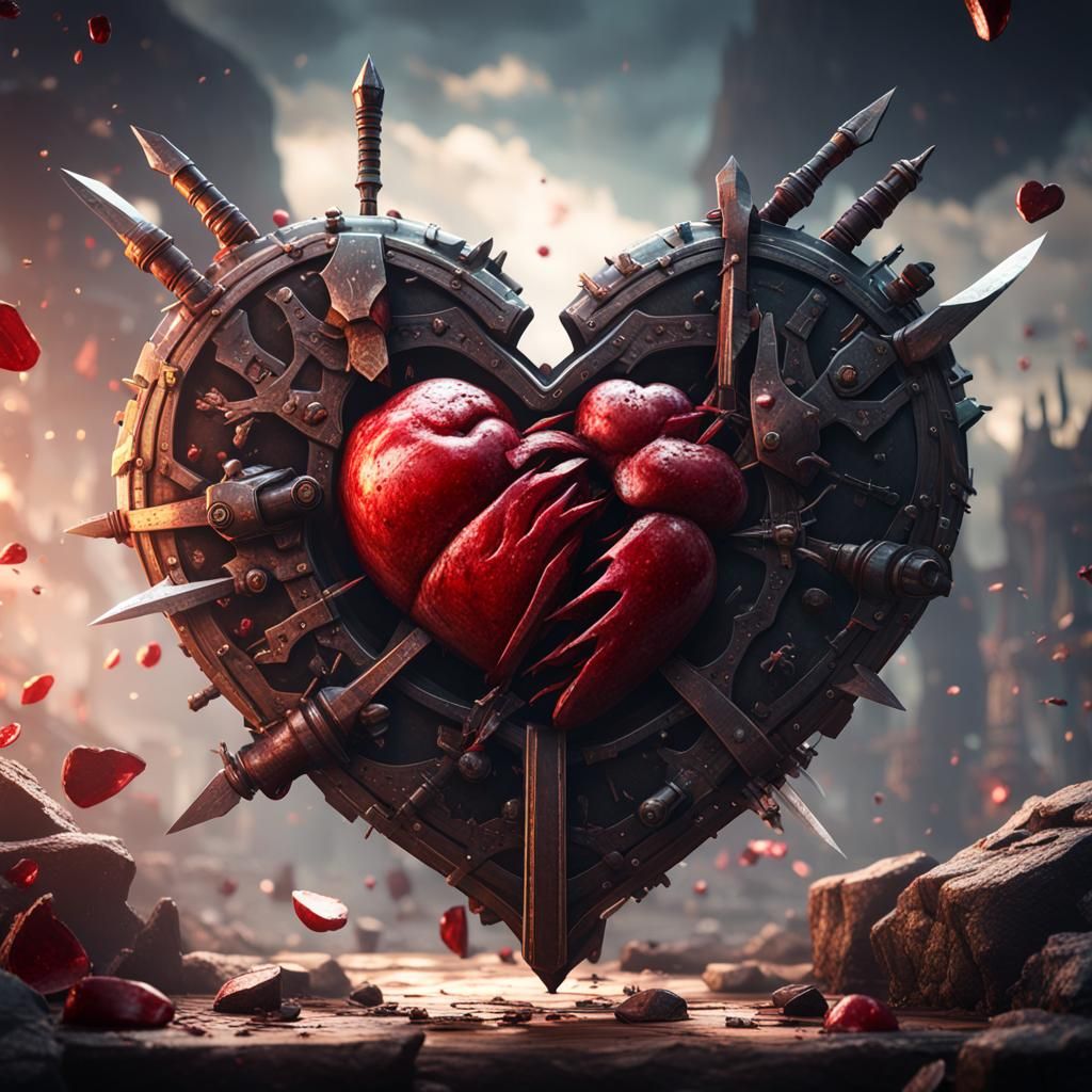 Stabbed Heart in Detailed 3D Game Style
