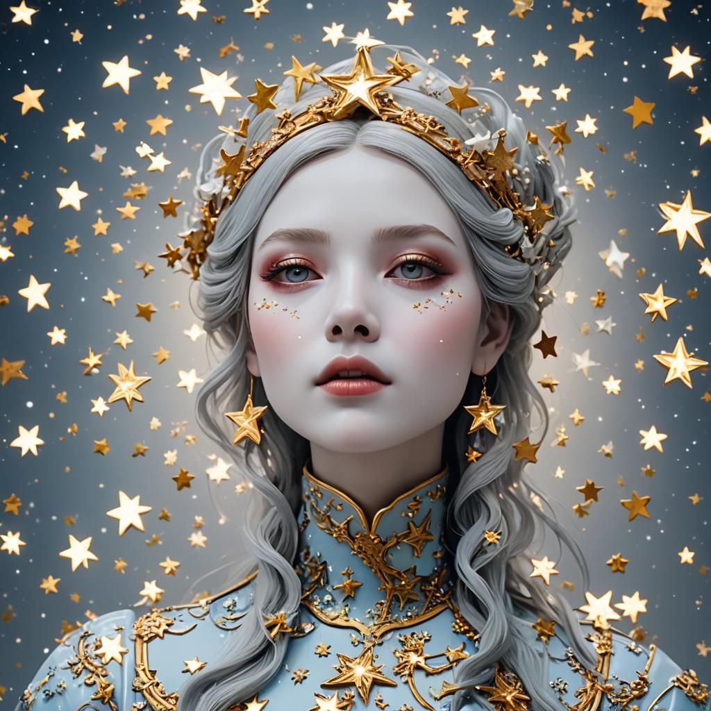 Porcelain Makeup with Starry Background in 4K