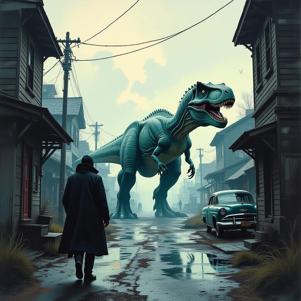 Cinematic Oil Painting in James Gurney Style