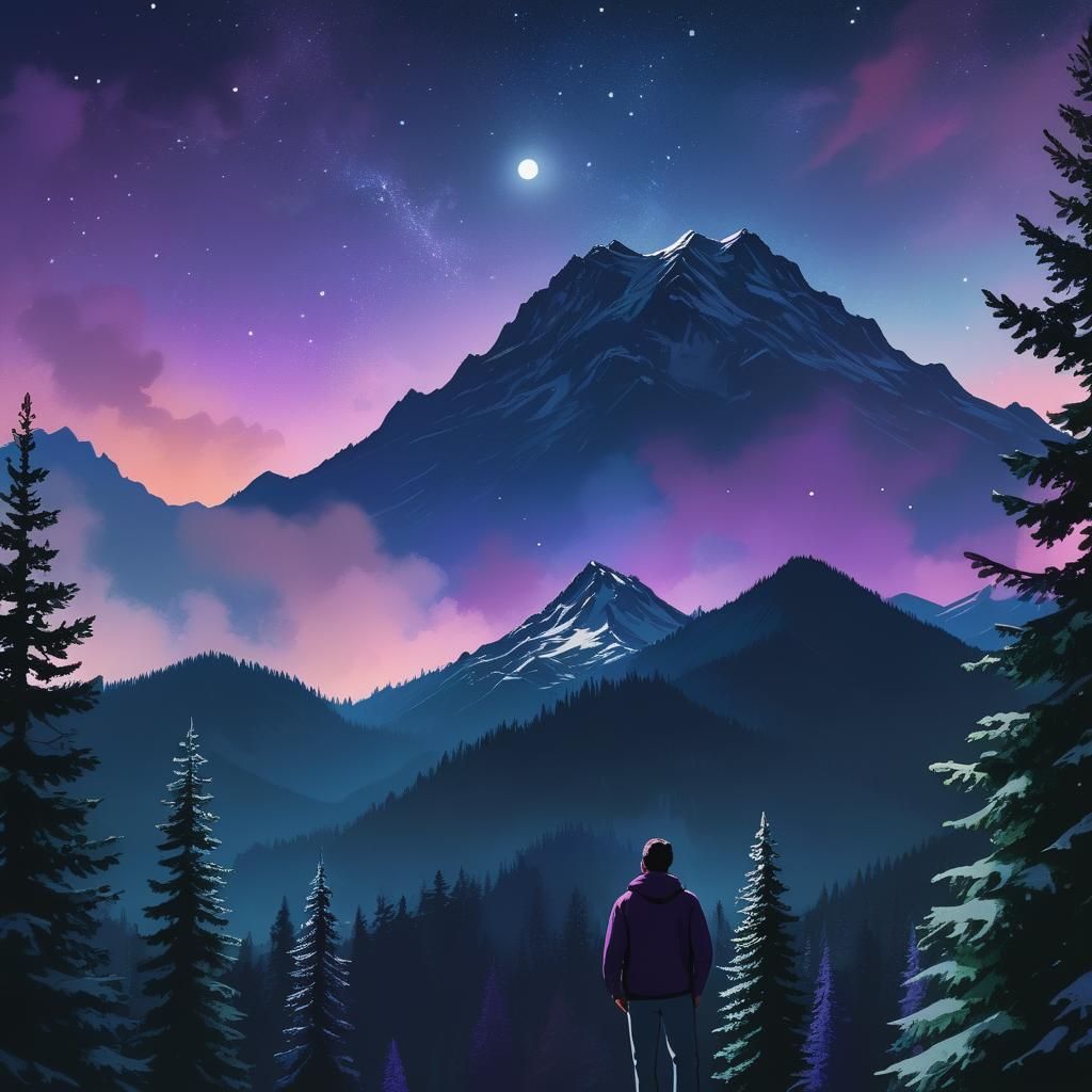 Night Landscape with Twinkling Sky