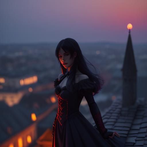 Vampire Castle Silhouette at Sunset: Professional Photograph...