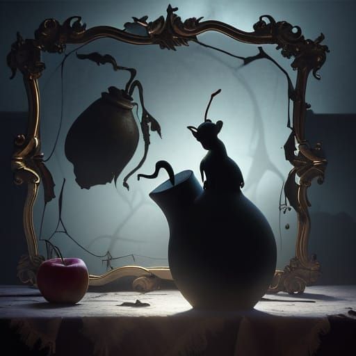 Surreal Apple of Temptation in Dim Light
