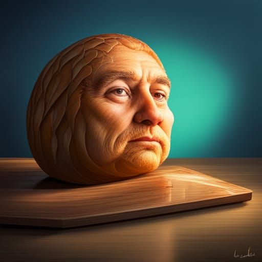 Hyperrealistic Bread Face with Dramatic Lighting