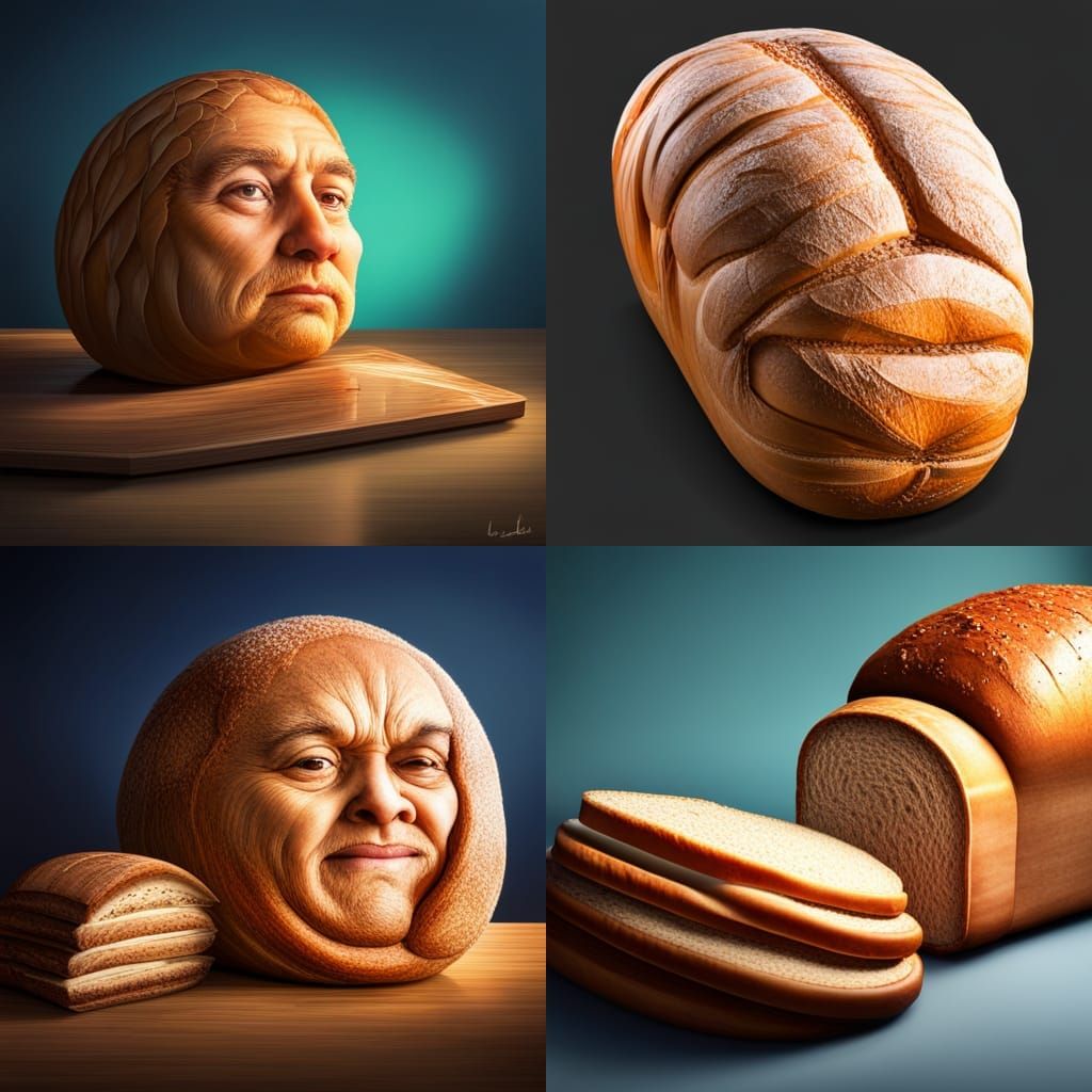 Hyperrealistic Bread Face Concept Art