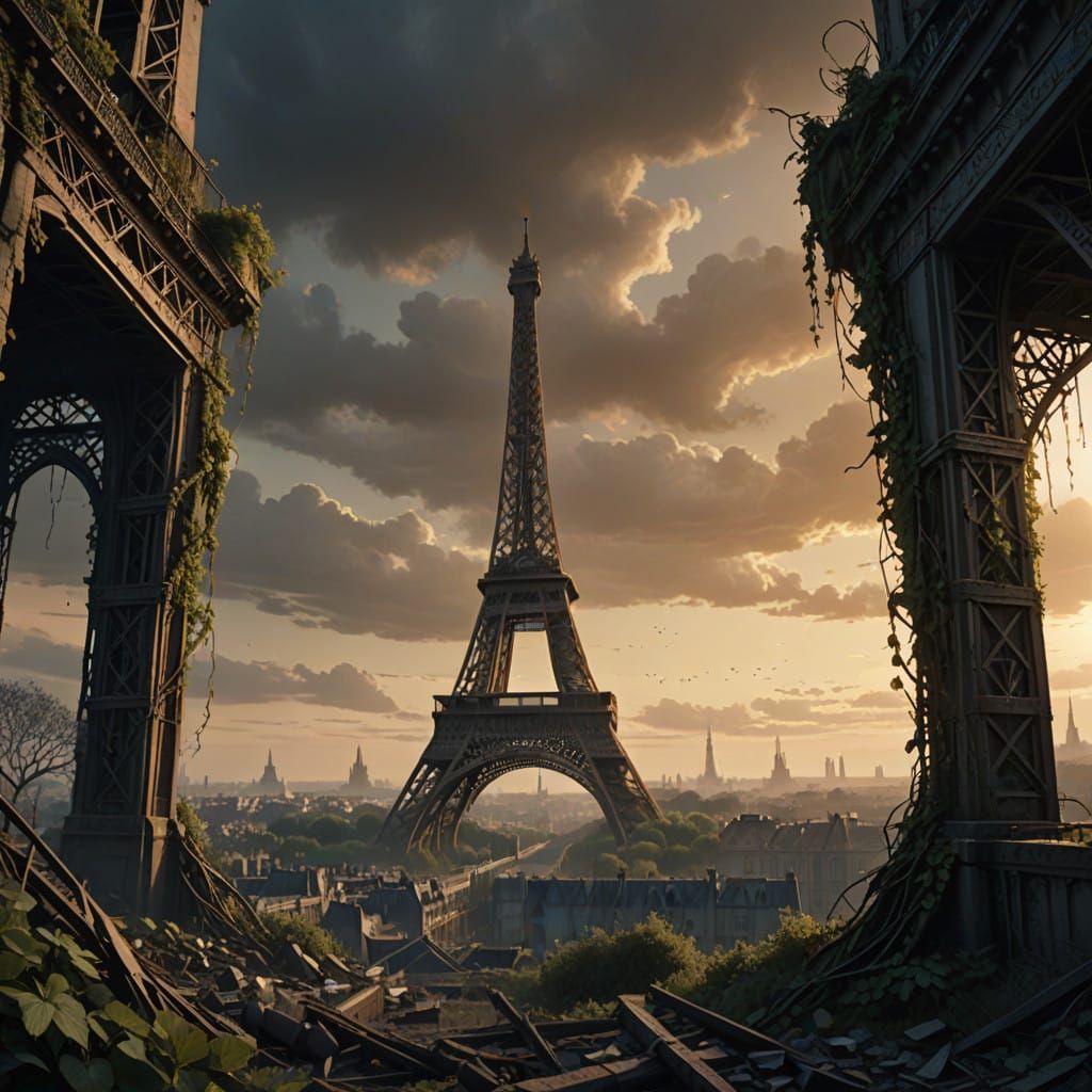 A Haunting Vision of the Eiffel Tower in a Post-Apocalyptic...
