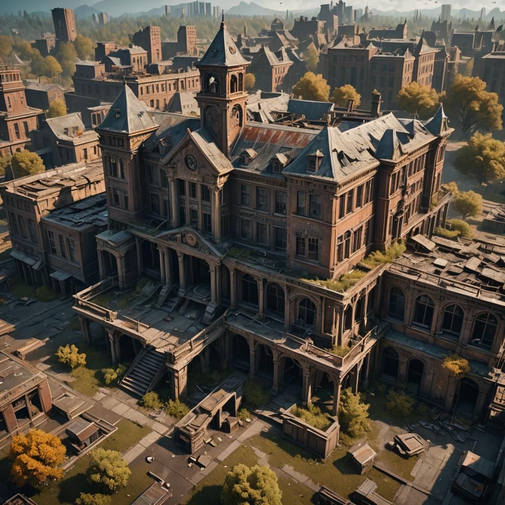 Post apocalyptic boarding school falling apart