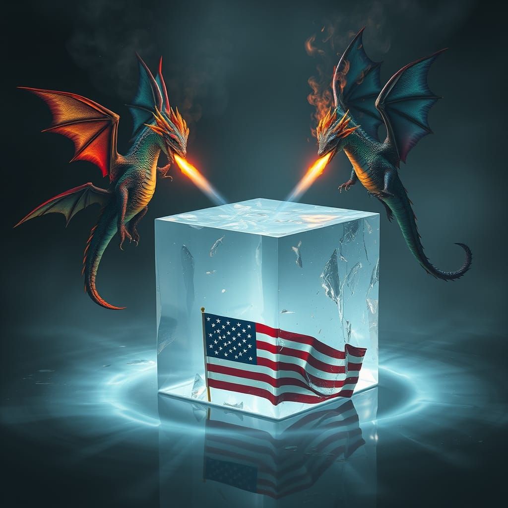 Dragons Melt Ice: Photographic Mystical Scene