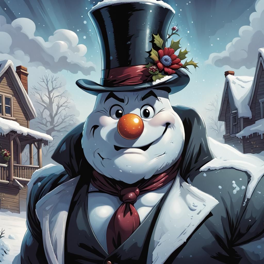 Muscular Frosty the Snowman: Comic Book Art